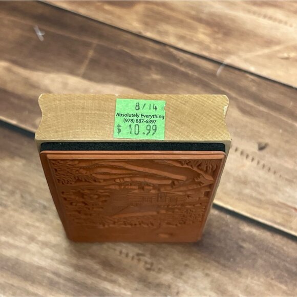 HTF 2014 INKADINKADO 60-01005 SNOWY CABIN SCENE WOOD MOUNTED RUBBER STAMP WINTER - Picture 2 of 5